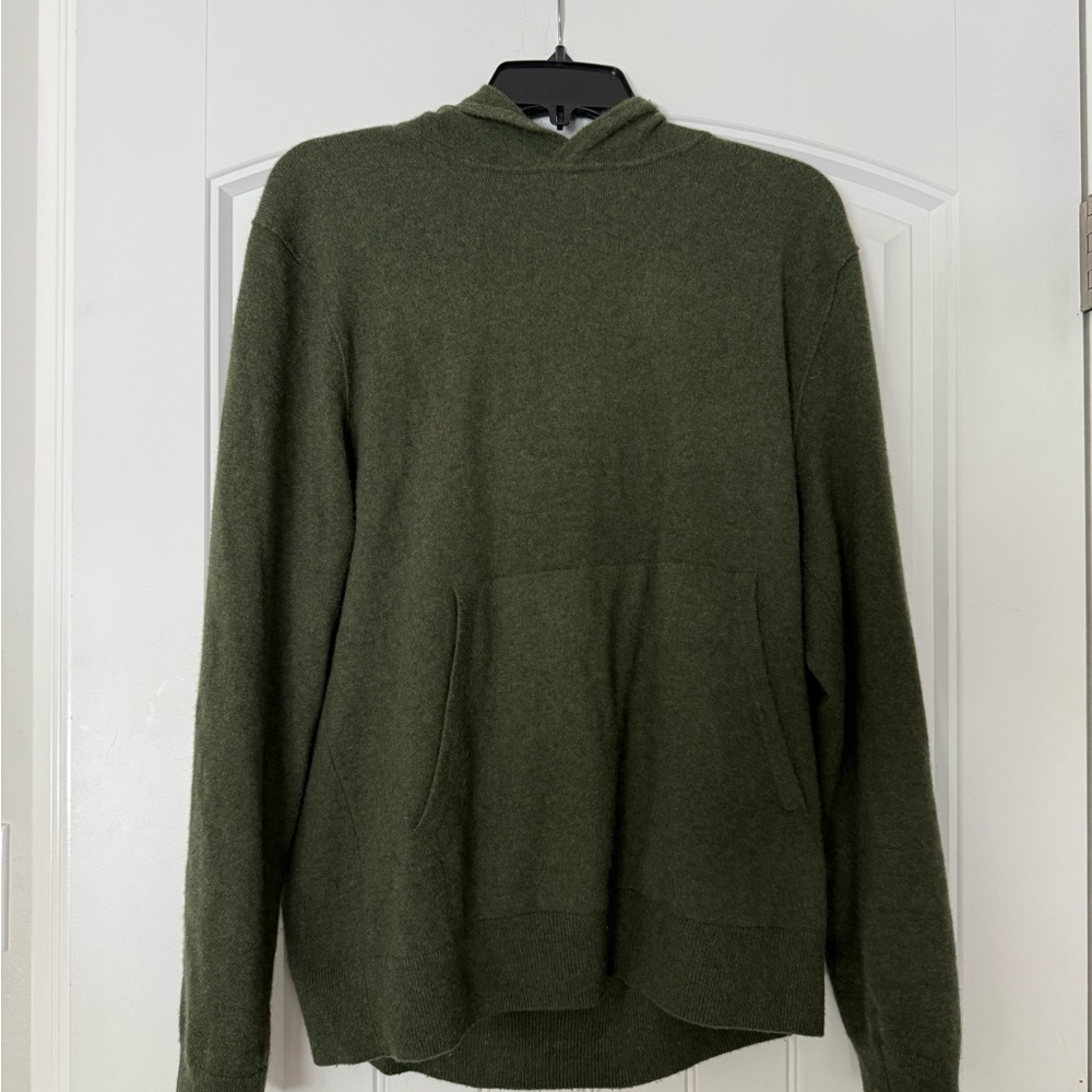 Men's Olive Green Cashnere Hoodie Sweater